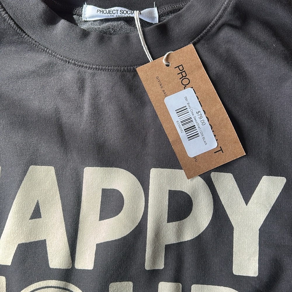 Project Social T Happy Hour Boxy Crew Sweatshirt Size Small - Picture 4 of 4